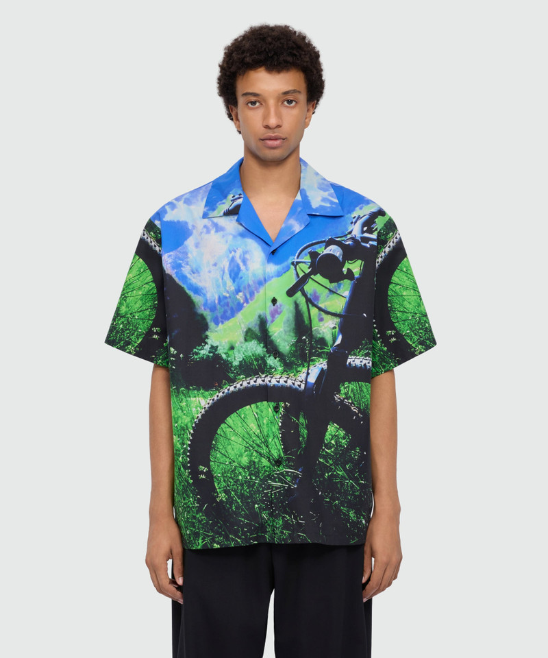 MSGM Multicolor cotton printed short-sleeve bowling shirt outlook