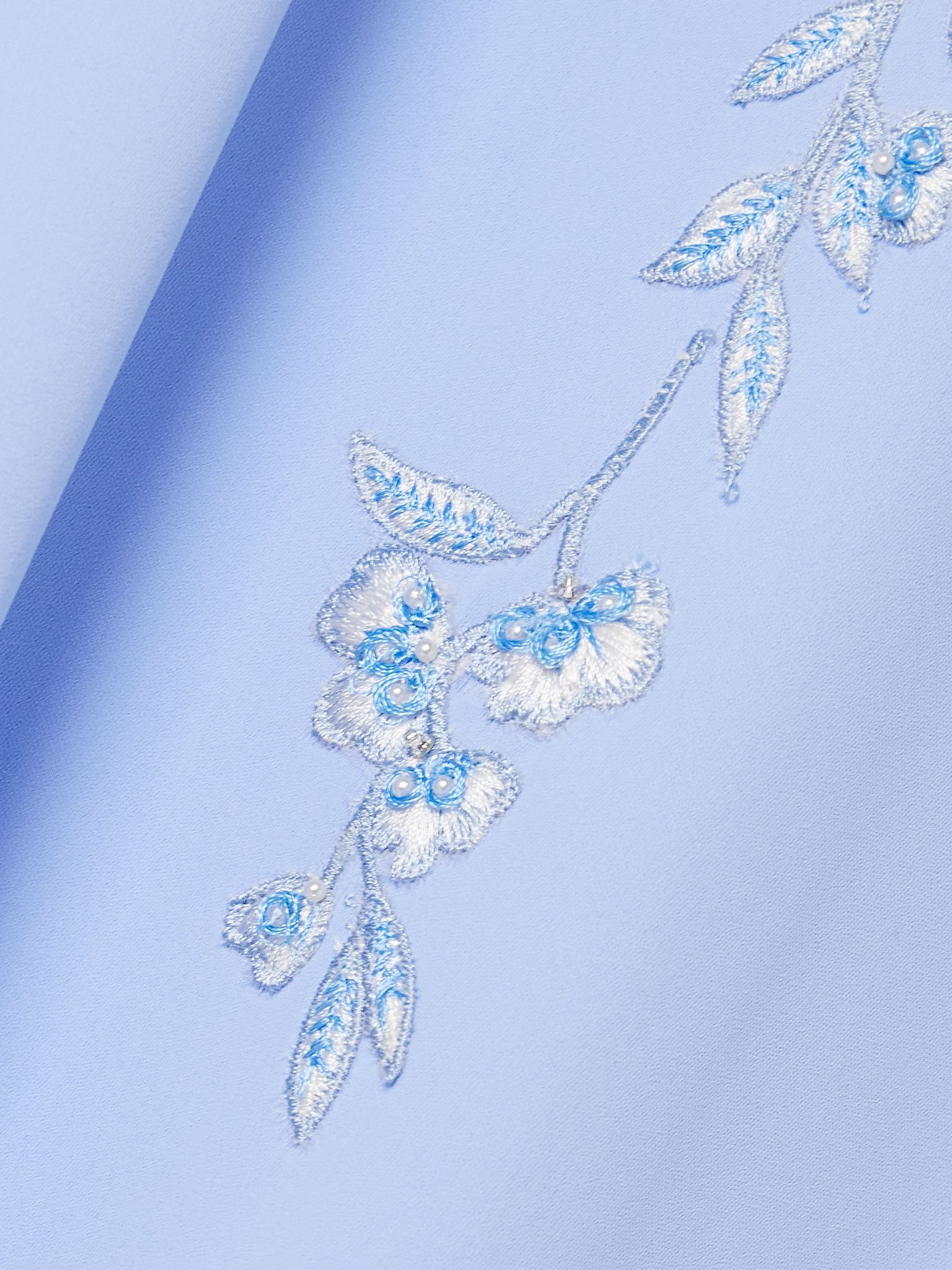 Embellished embroidered crepe gown Light blue - 4