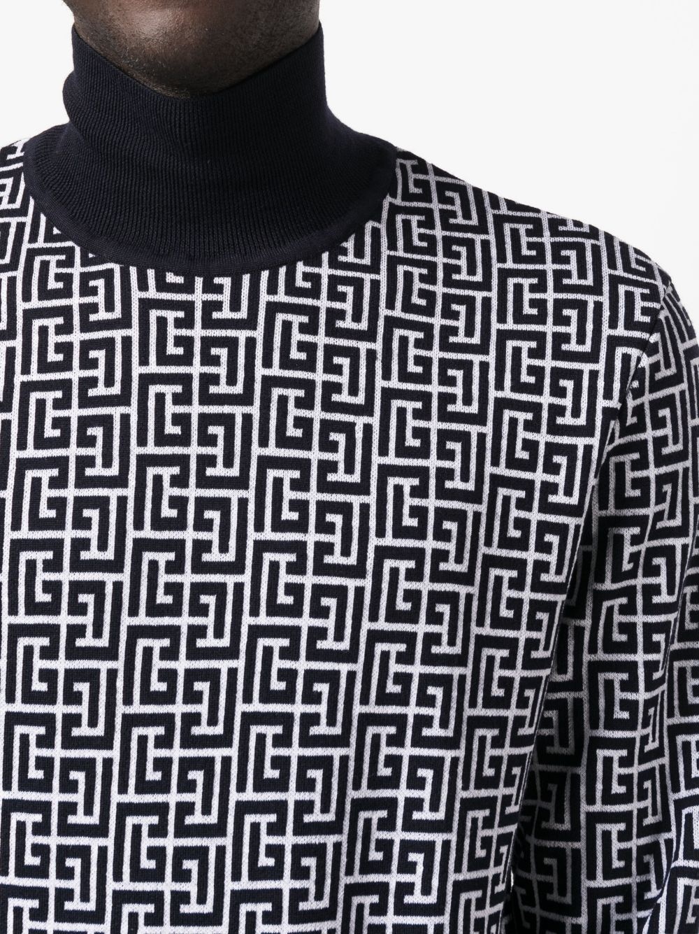 monogram-intarsia roll-neck jumper - 5