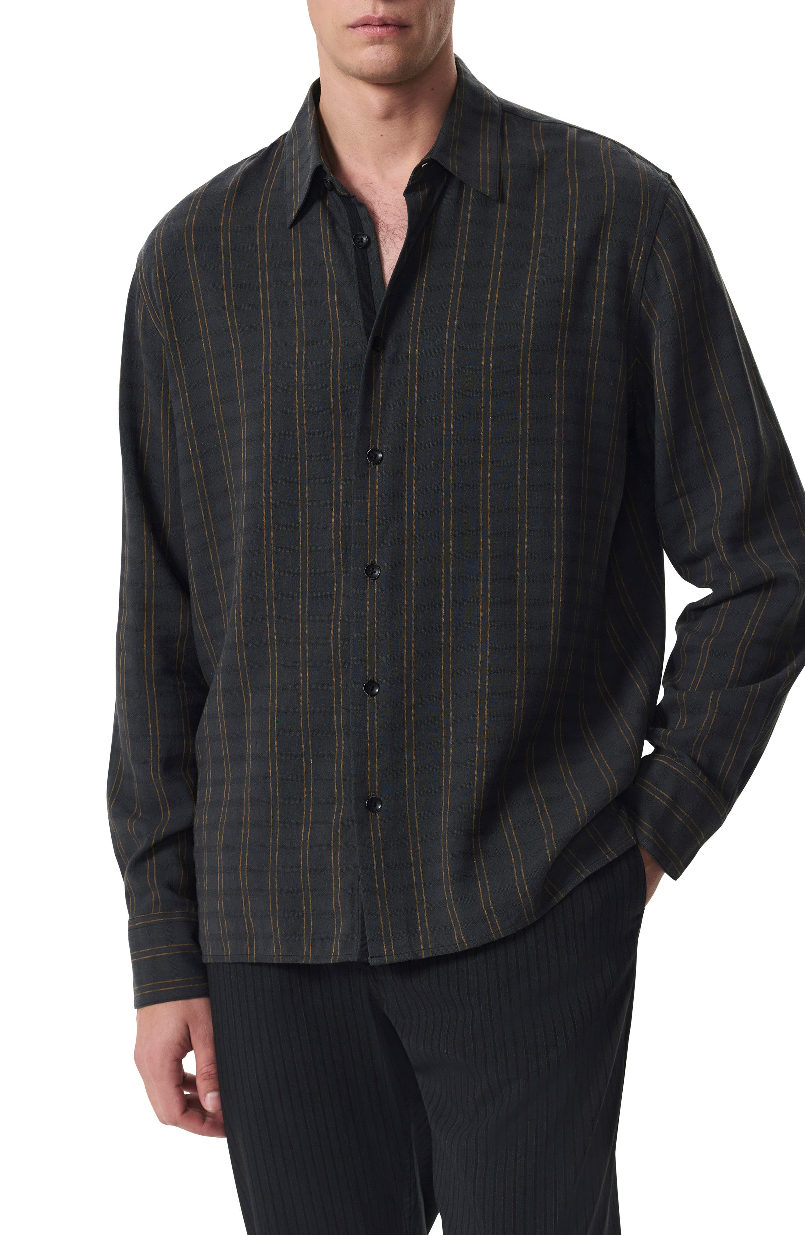 rag & bone Dalton Dobby Plaid Shirt in Black at Nordstrom - 1