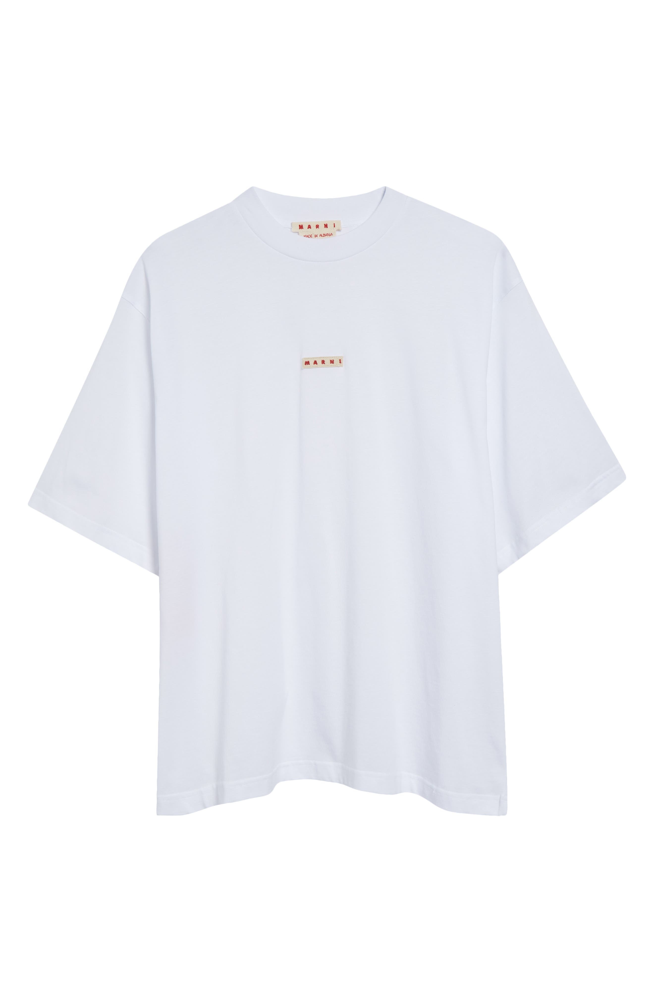 Marni Logo Tag Cotton T-Shirt in Lily/White at Nordstrom - 5