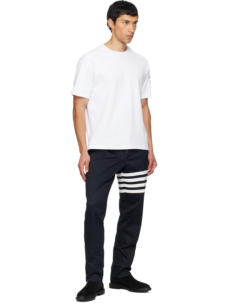 Thom Browne White Milano Cotton 4-Bar T-shirt outlook