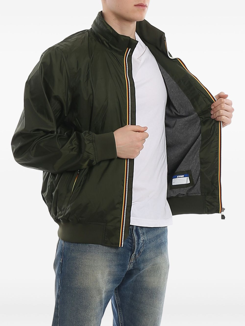 zip-fastening bomber jacket - 5