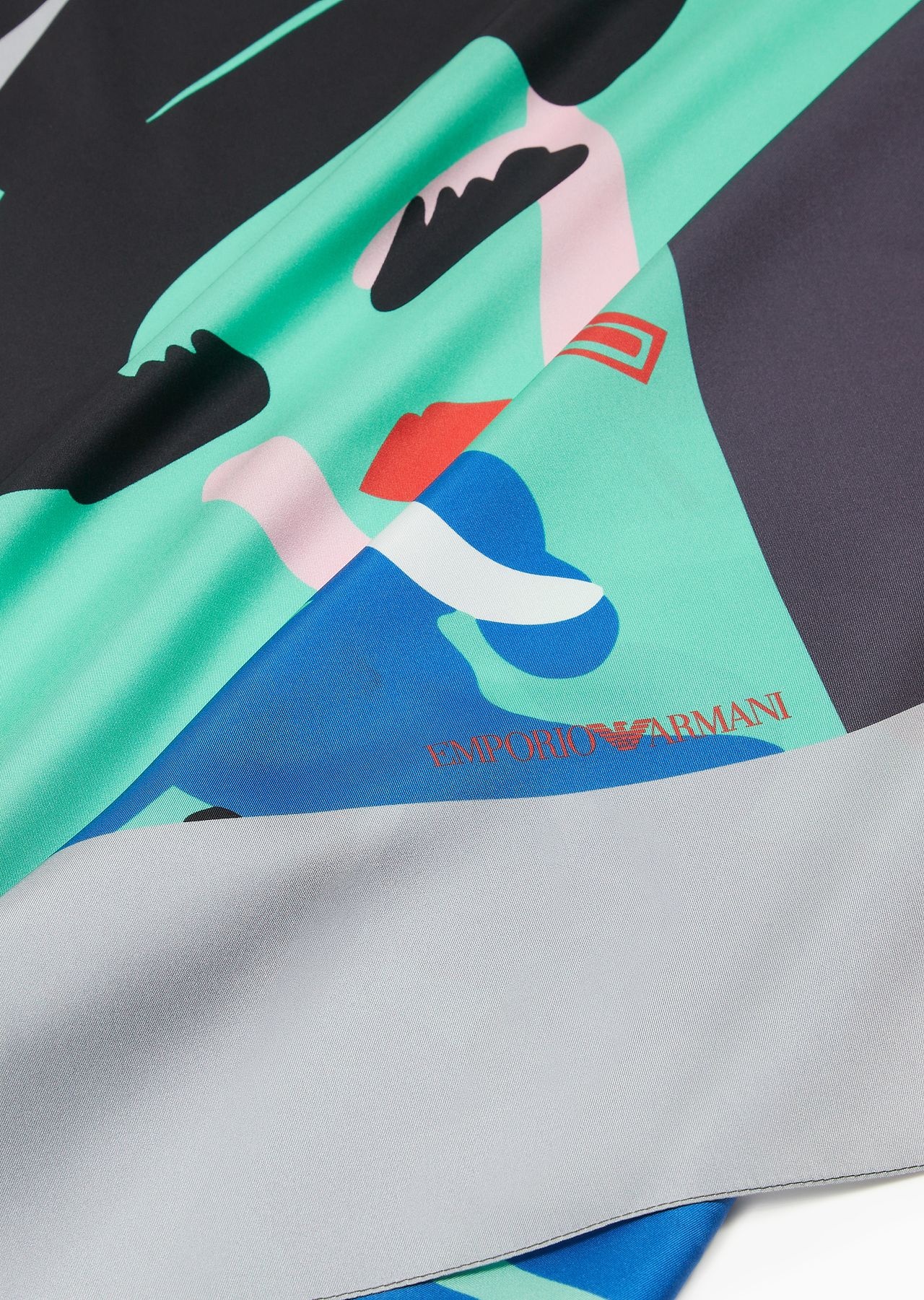 Silk foulard with print and logo - 2