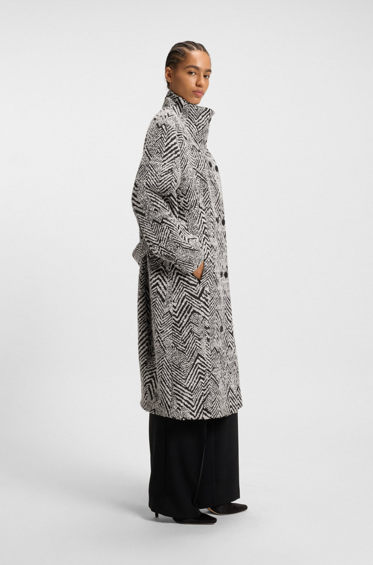 REGULAR-FIT COAT IN HERRINGBONE BOUCLÉ - 2