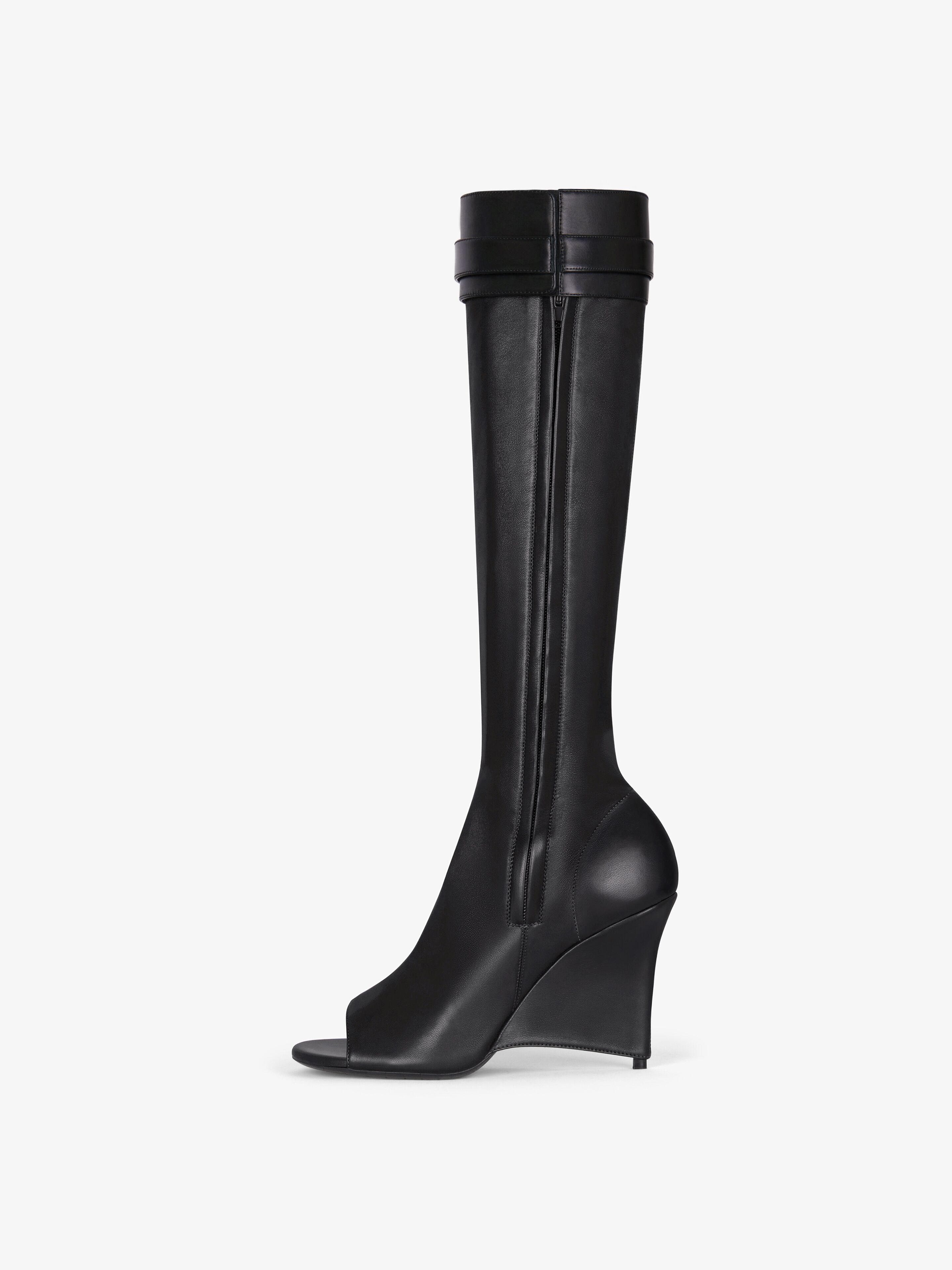 SHARK LOCK STILETTO SANDAL BOOTS IN LEATHER - 4