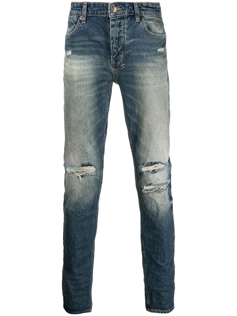 distressed skinny-cut jeans - 1