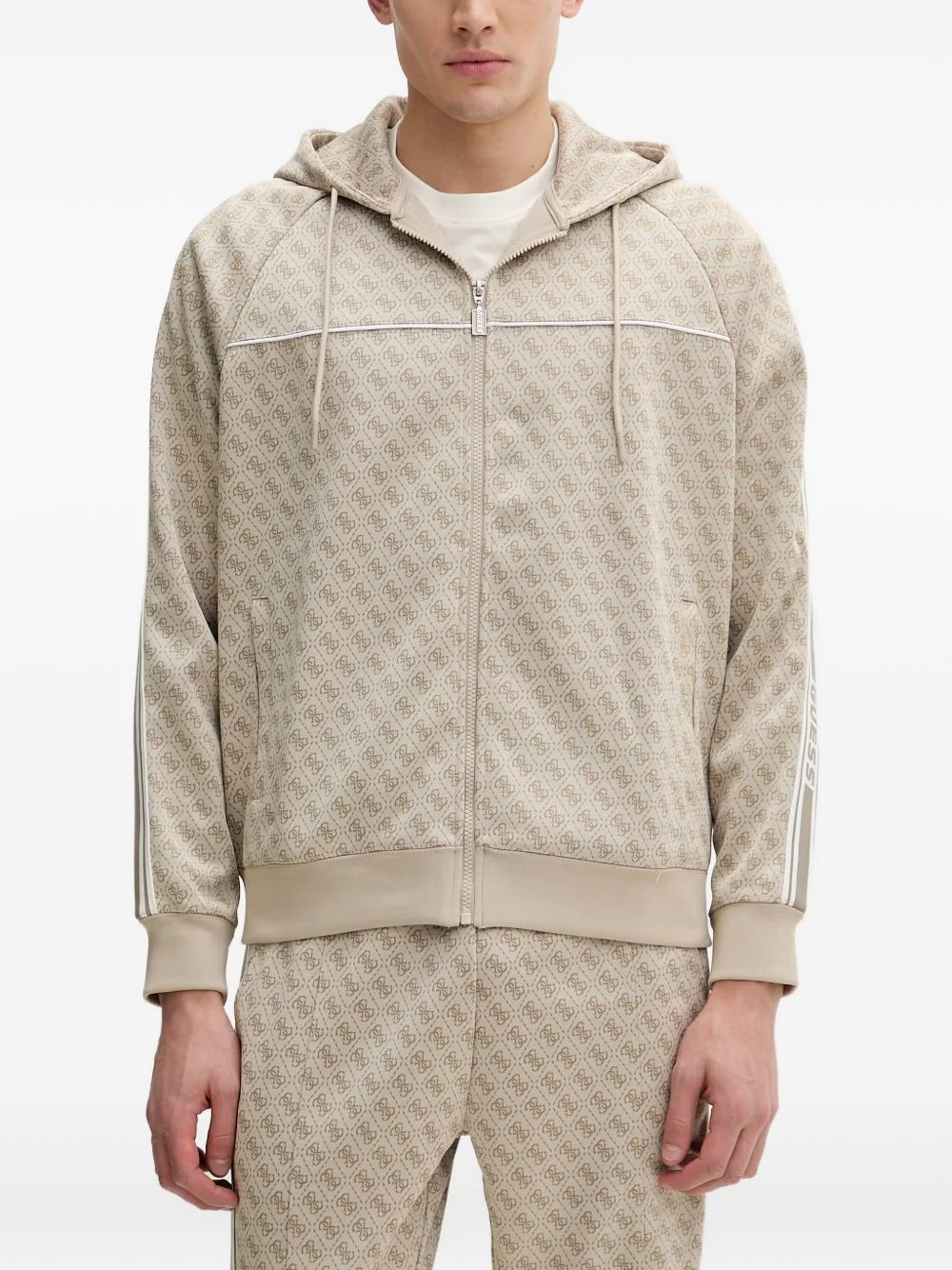 4G monogram-print zip-up hoodie - 1