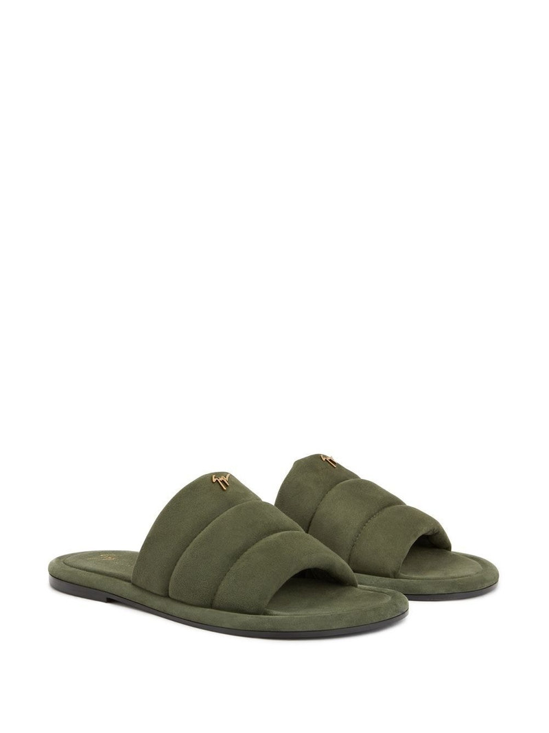 Giuseppe Zanotti Harmande logo-plaque suede slides outlook
