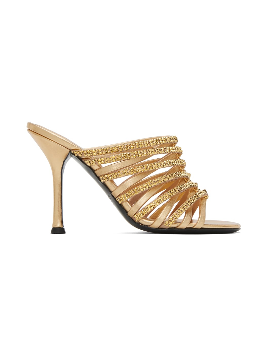 Gold Rockstud Strappy 100 Heeled Sandals - 1