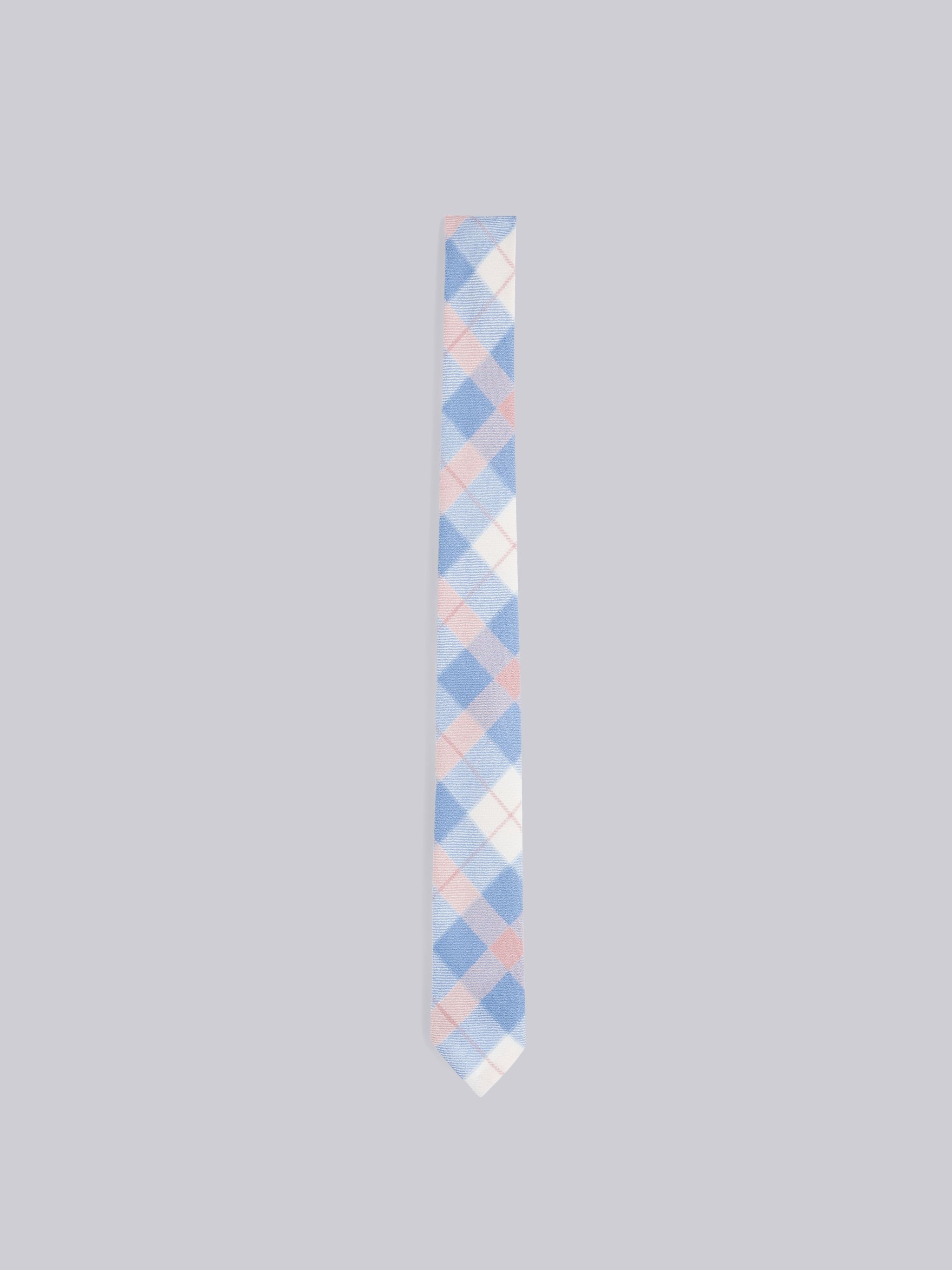 Light Blue Wool Twill Tartan Check Tie - 1