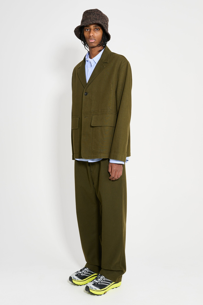 MARGARET HOWELL MHL SLIDE ADJUSTOR TROUSER COTTON WOOL DRILL MOSS 6