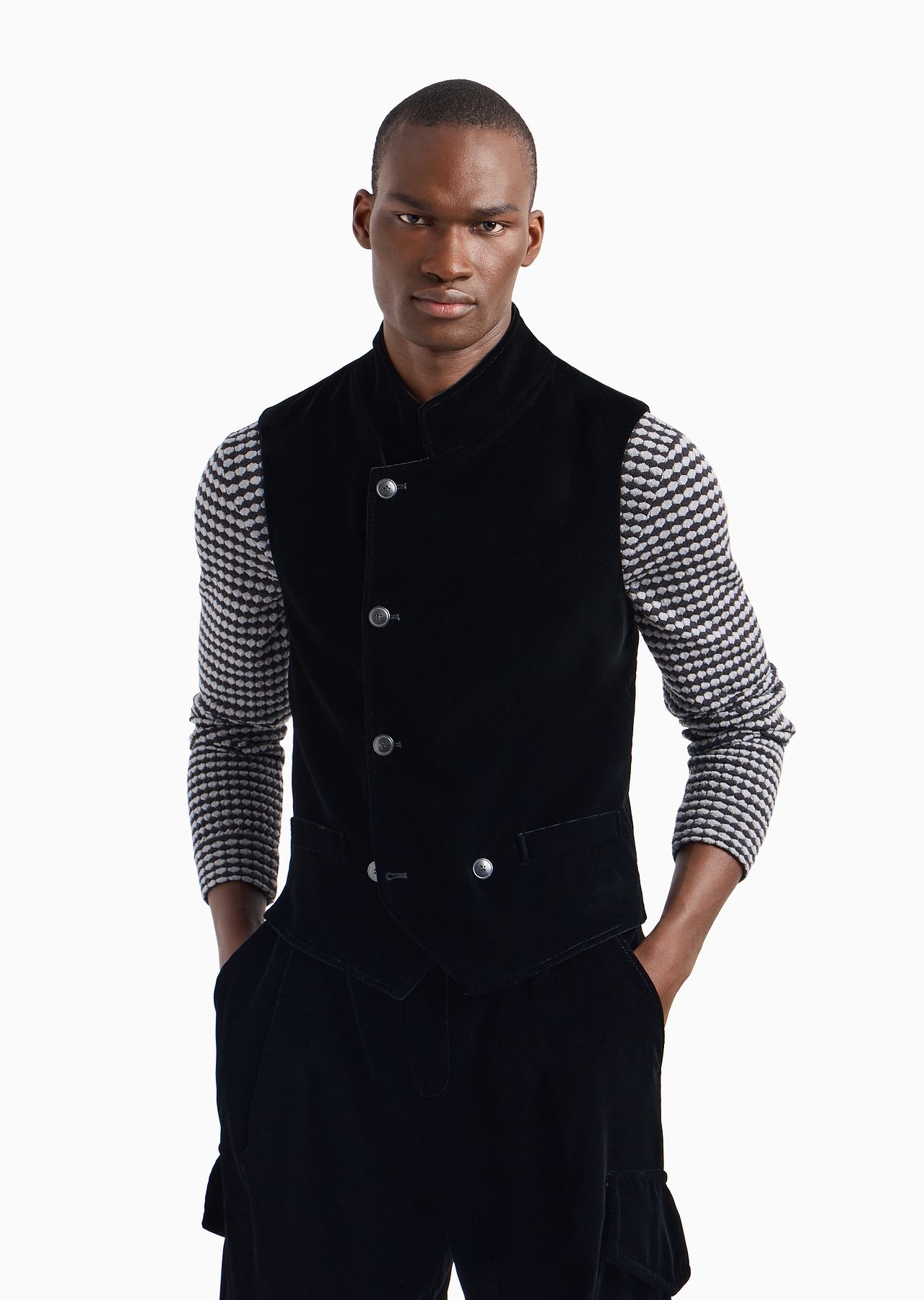 Single-breasted velvet gilet - 2