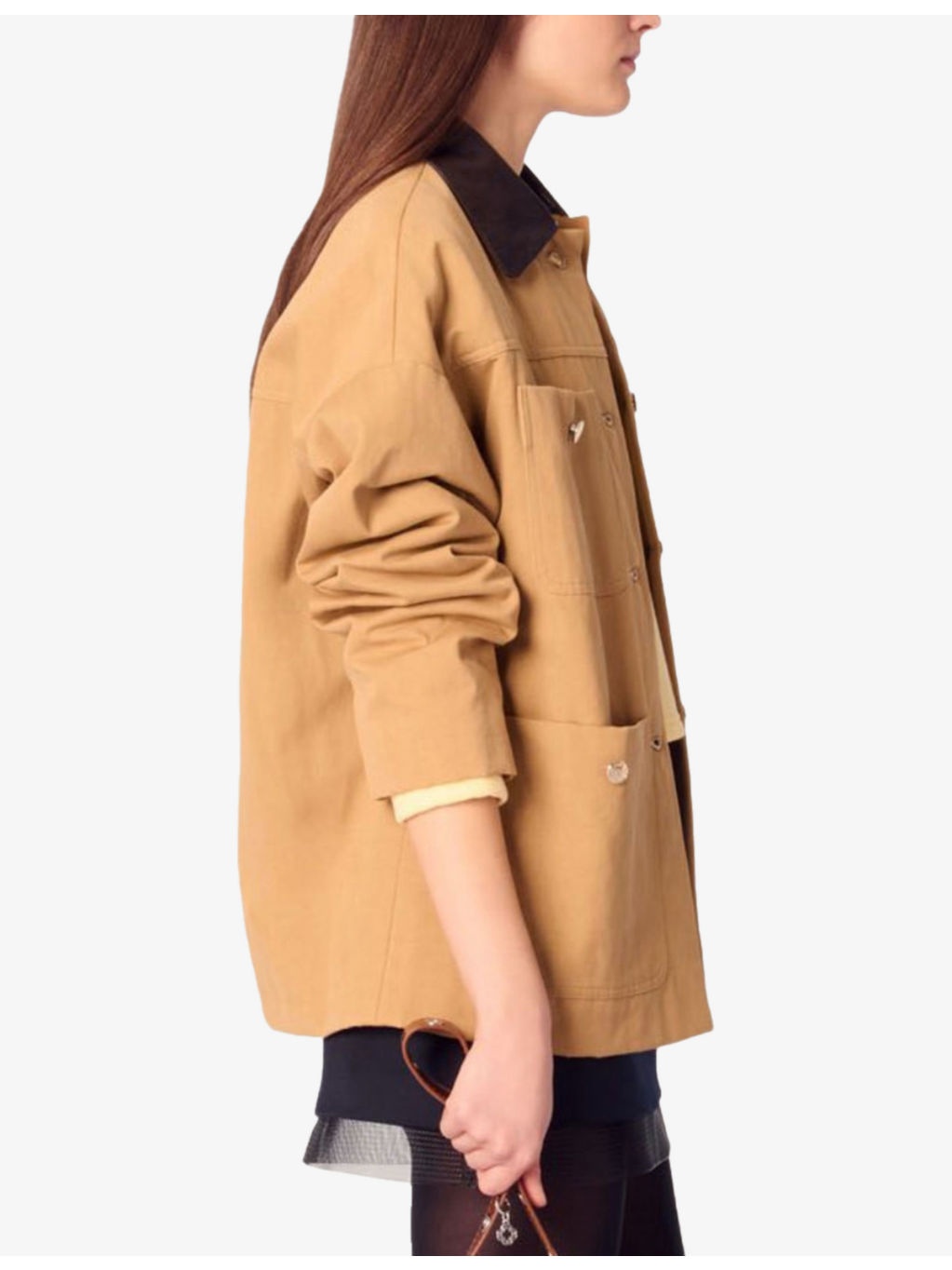 Leather-Collar Multi-Pocket Cotton Coat - 3