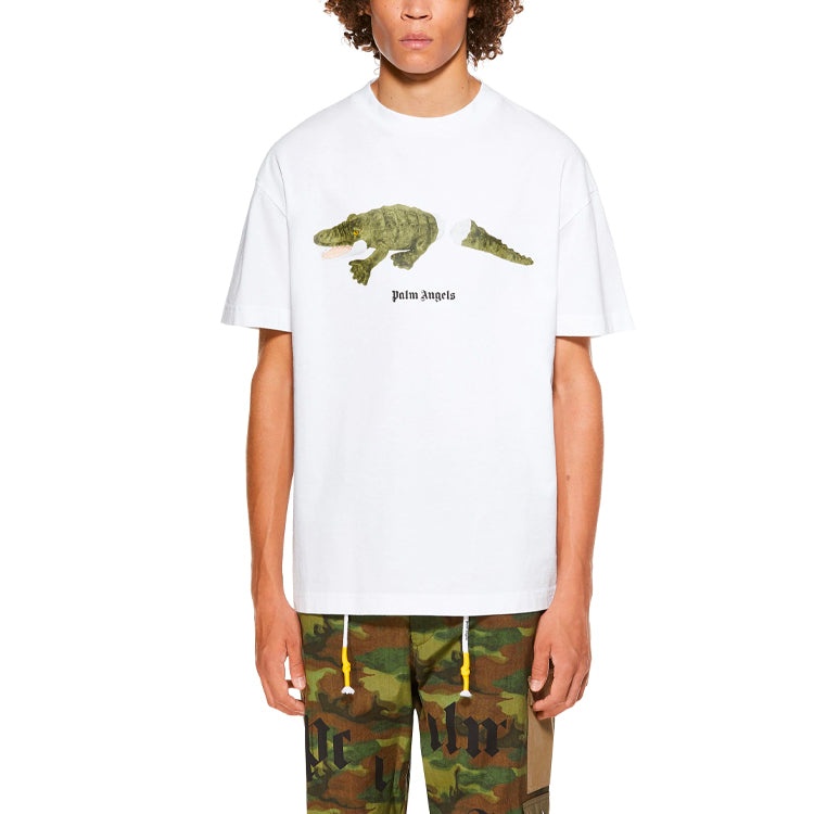 Palm Angels Croco Short-Sleeve Tee 'White/Green' PMAA001R21JER0020155 - 4