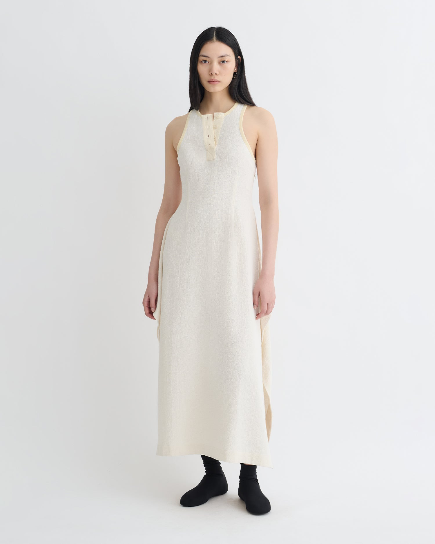 Draped Crepe Melange Midi Dress - 2