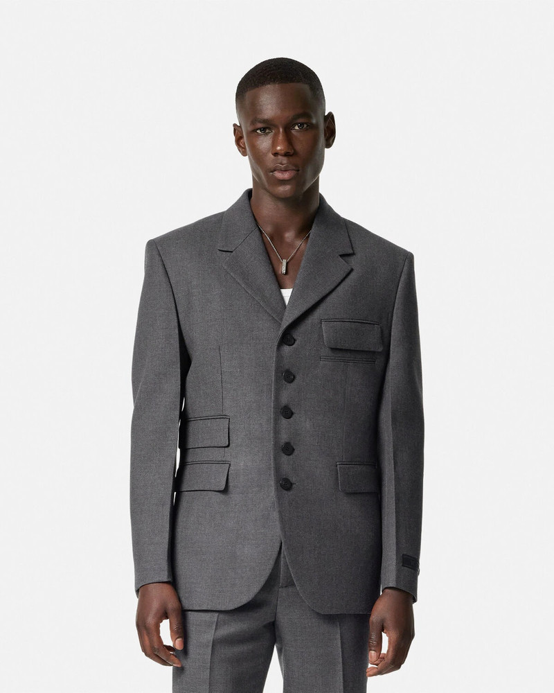 Wool Gabardine Five-Button Blazer 4