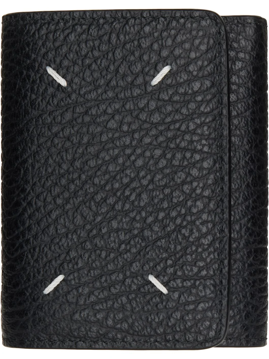Black Four Stitches Trifold Wallet - 1