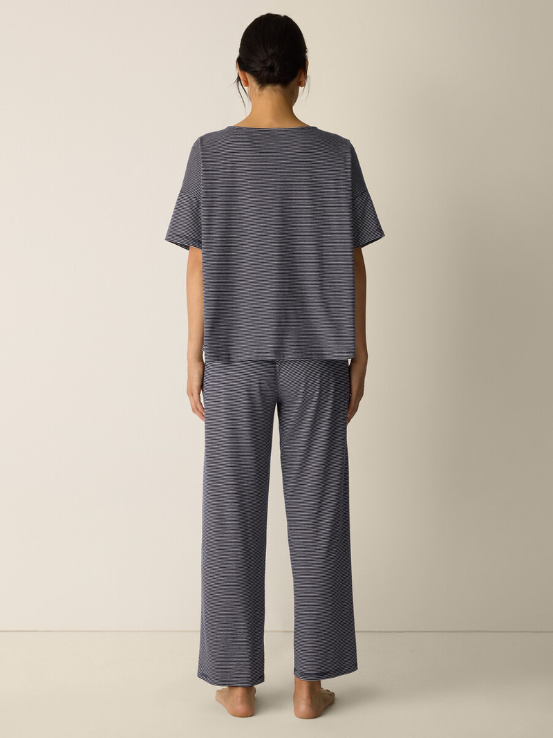 Mini Stripe Organic Cotton Jersey Sleep Set 4