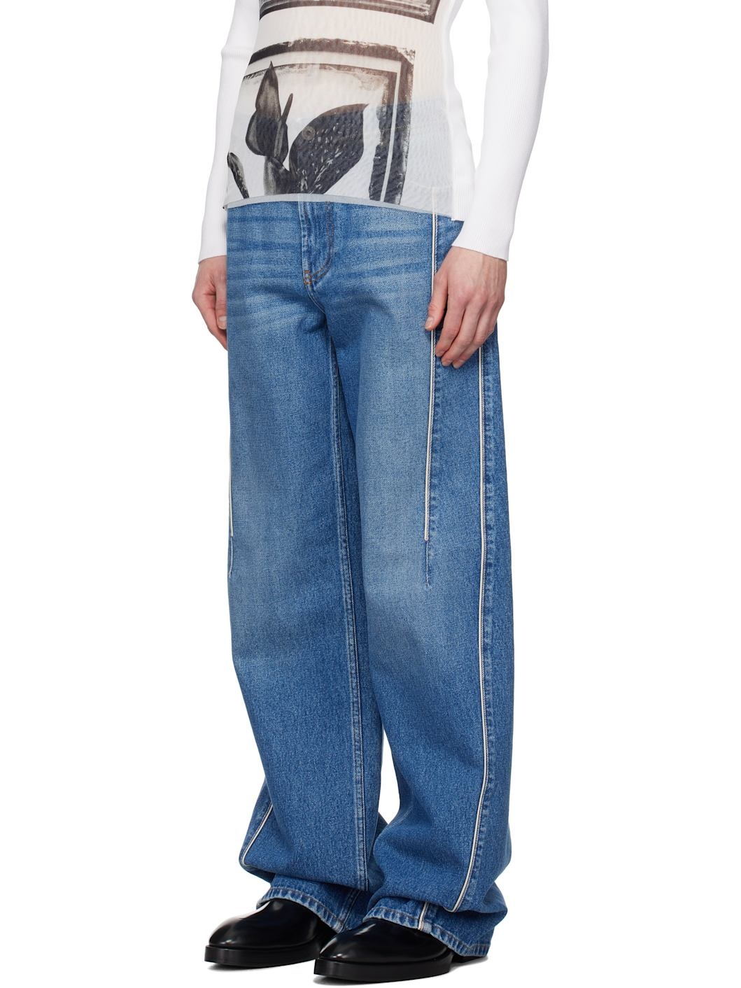 Blue 'The Belted Denim' Jeans - 4