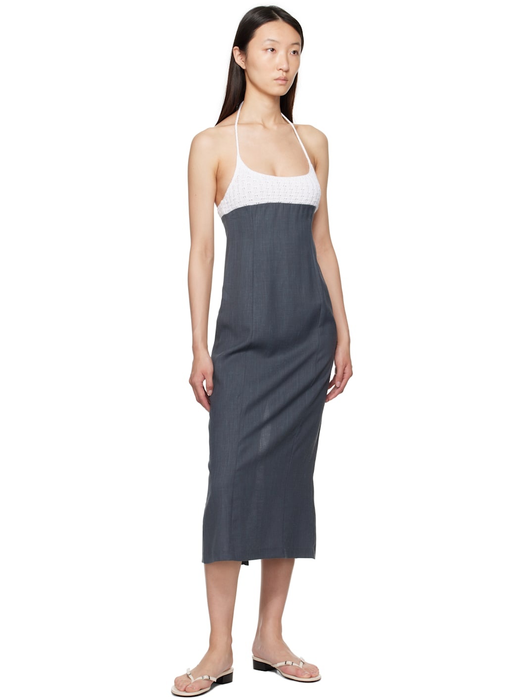 Gray & White Jody Midi Dress - 4
