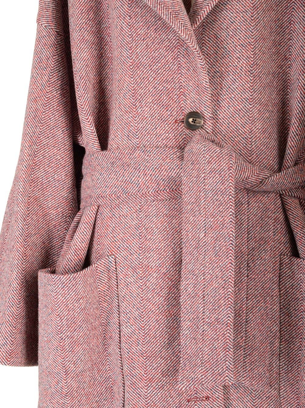 Chevron Wool Coat Coats Bordeaux - 6