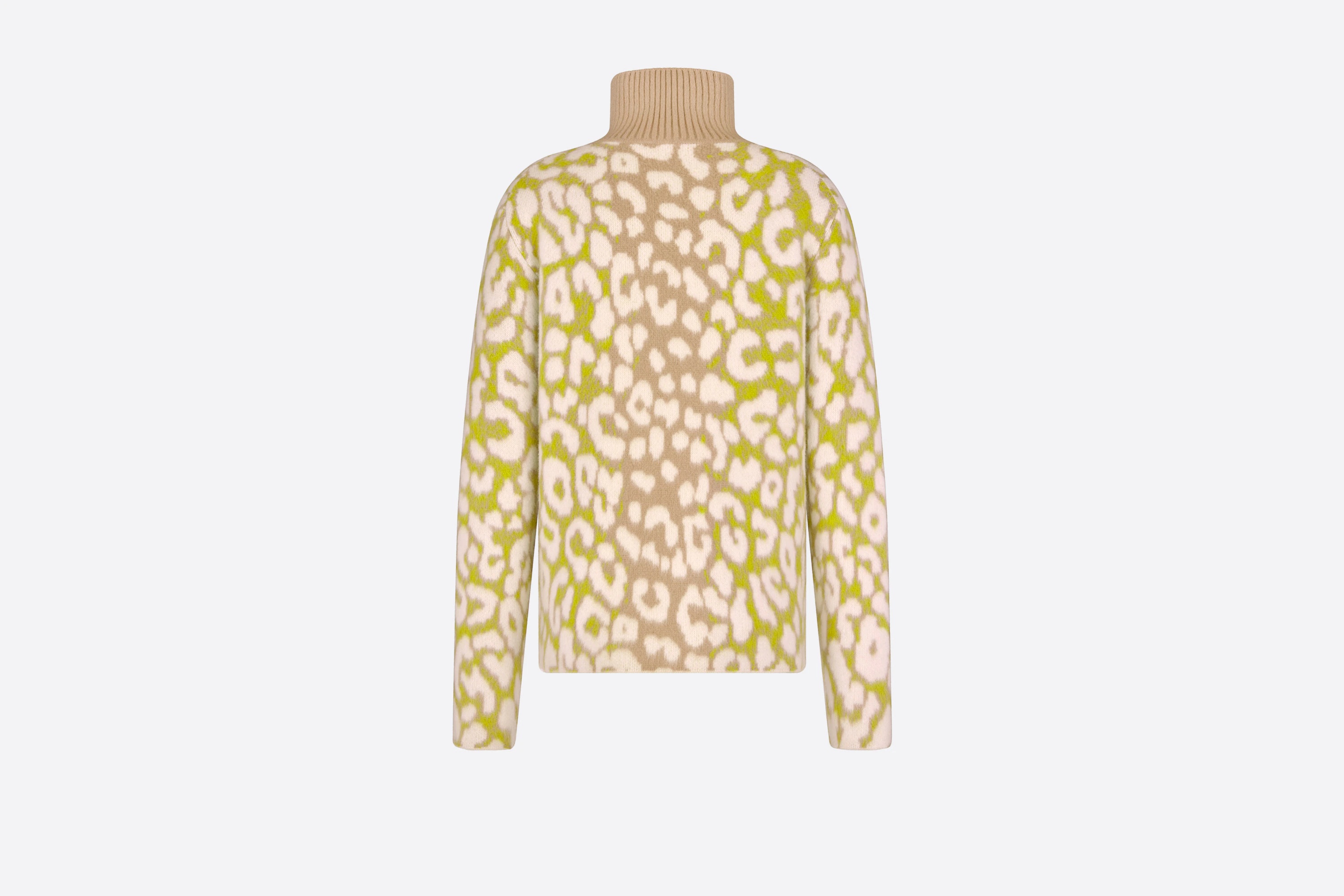 Stand Collar Sweater with Leopard Motif - 2