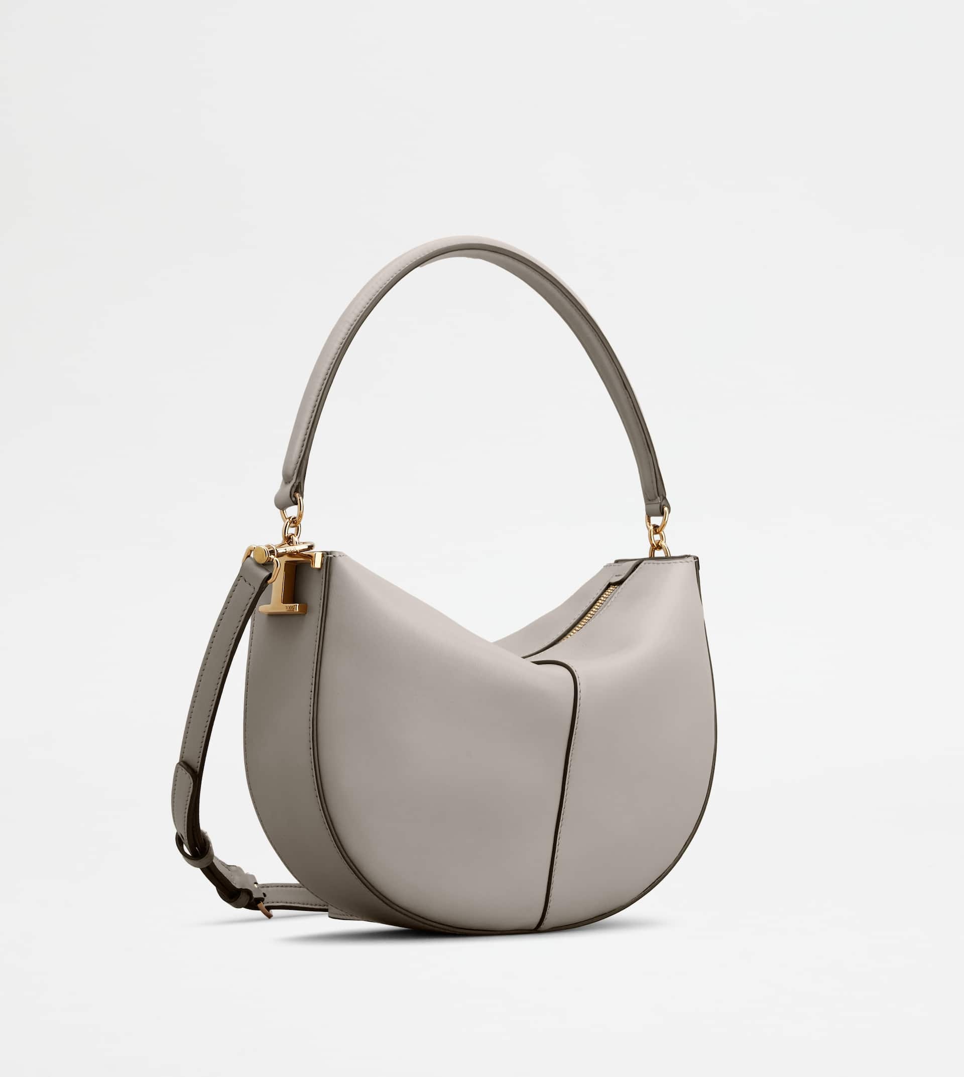 TOD'S T CASE HOBO BAG IN LEATHER MINI - GREY - 4