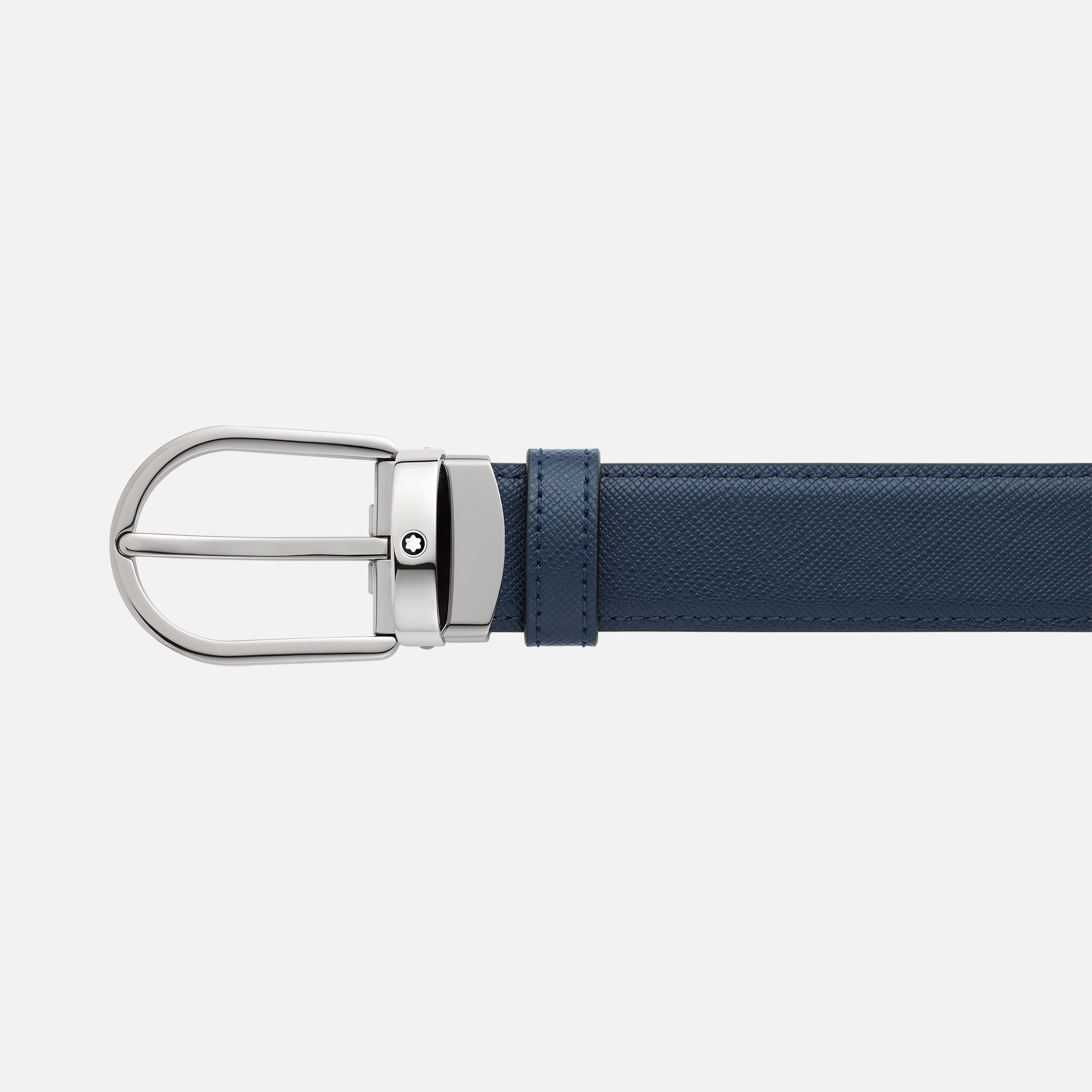 Horseshoe buckle black/blue 30 mm reversible leather belt - 3