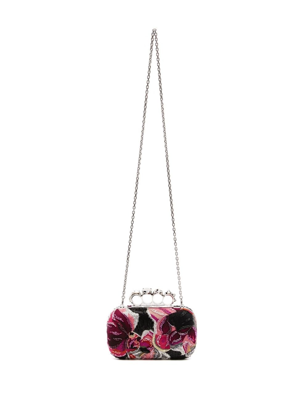 Knuckle Solarised Orchid-embroidered clutch - 5