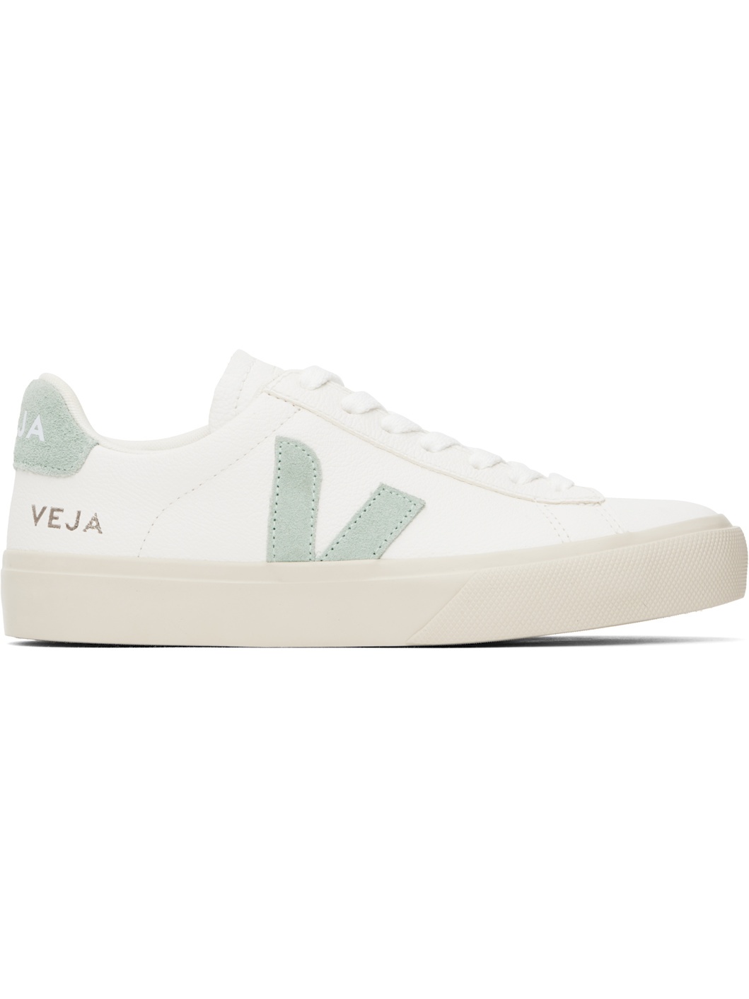 White & Green Campo Leather Sneakers - 1