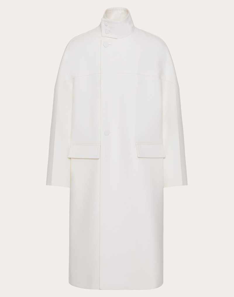 HIGH-NECK DOUBLE WOOL AND SILK PEACOAT 1