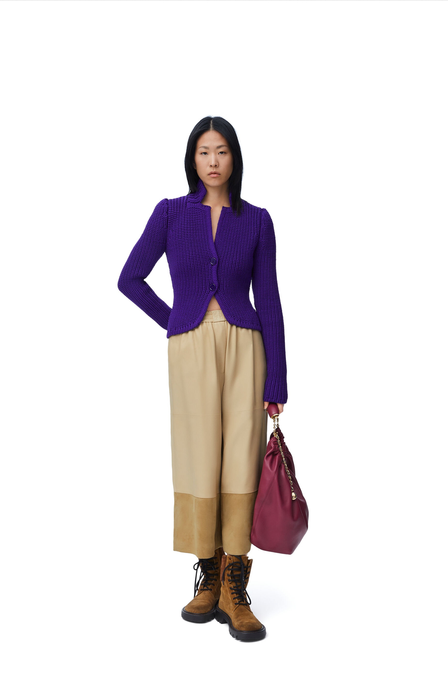 Cropped trousers in nappa lambskin and suede goatskin - 2
