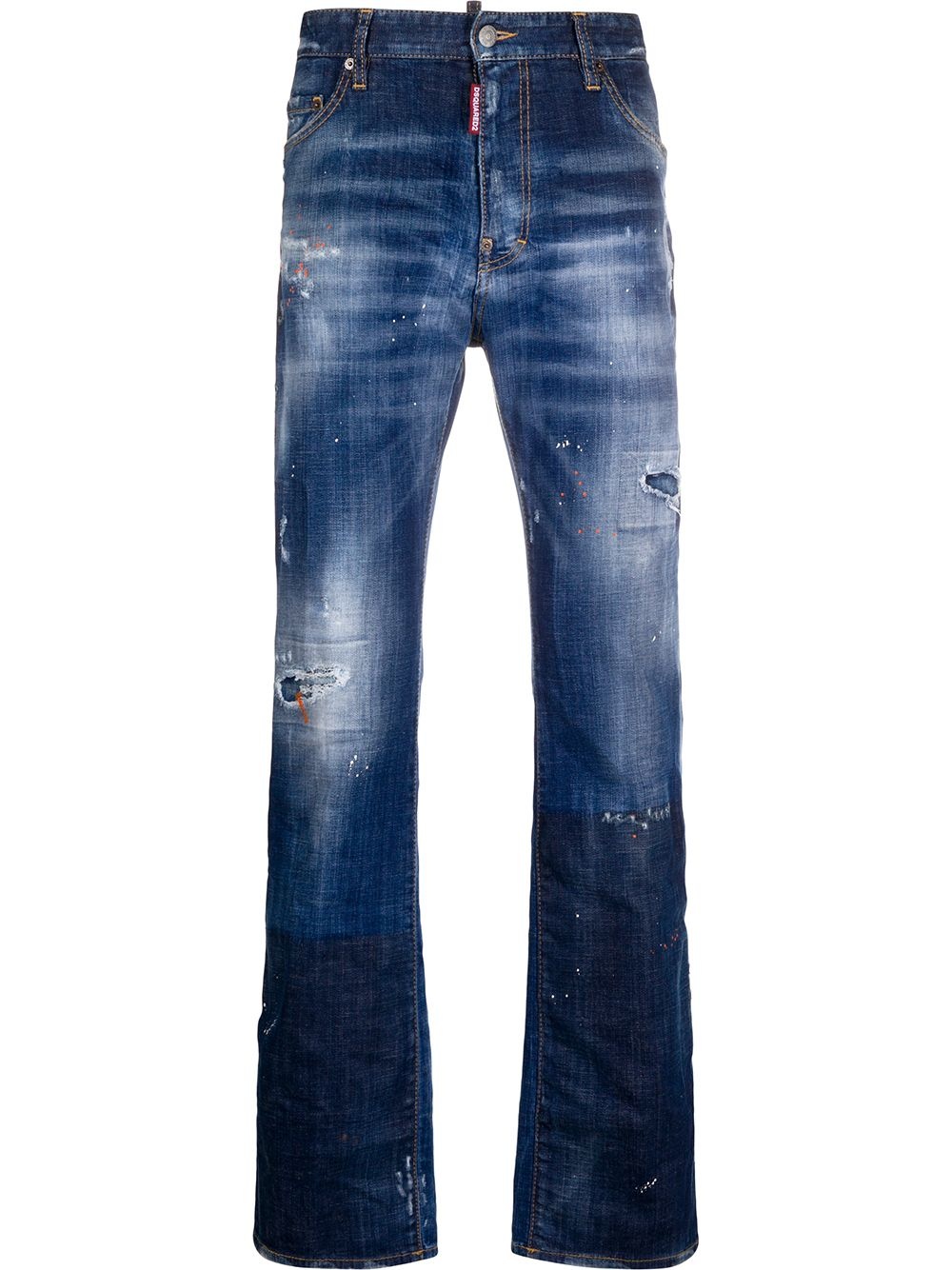 distressed straight-leg jeans - 1