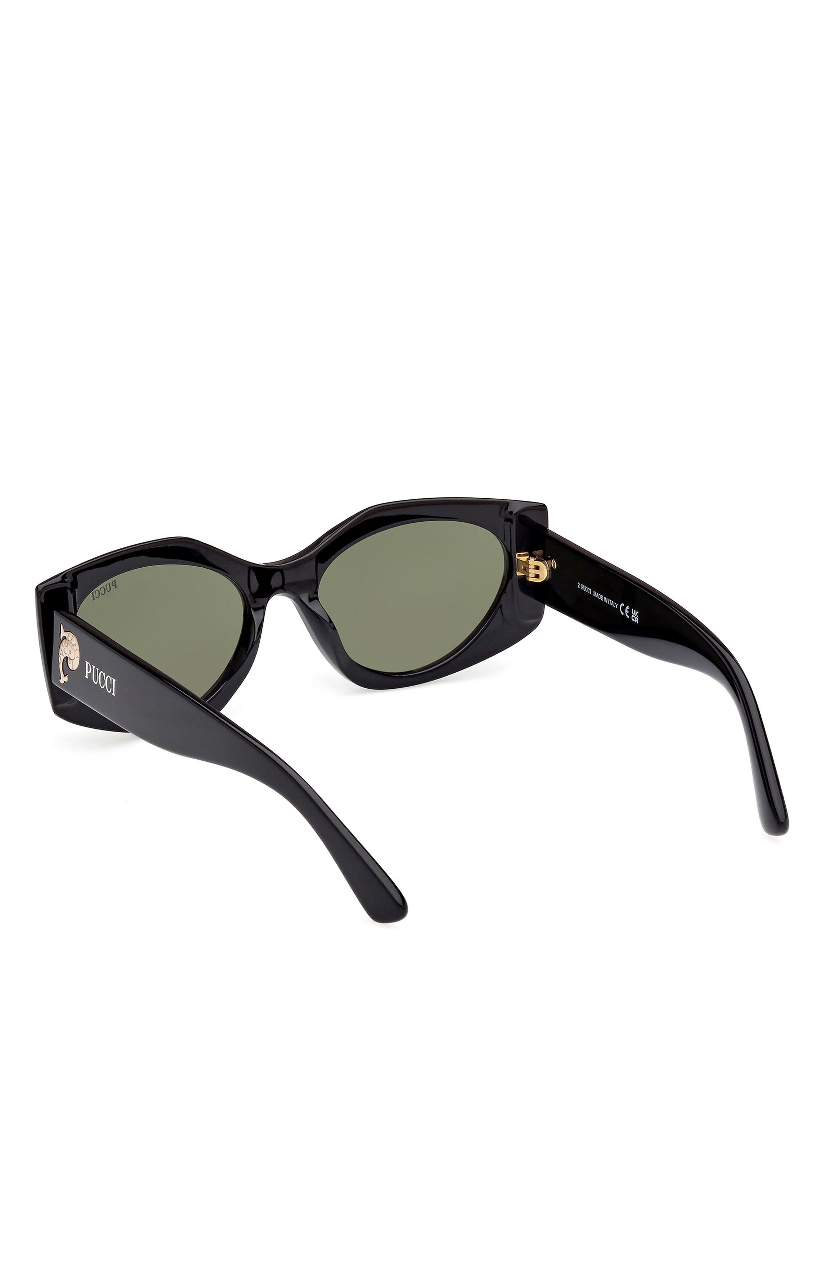 Emilio Pucci Geometric 55mm Sunglasses in Shiny Black /Green at Nordstrom - 8