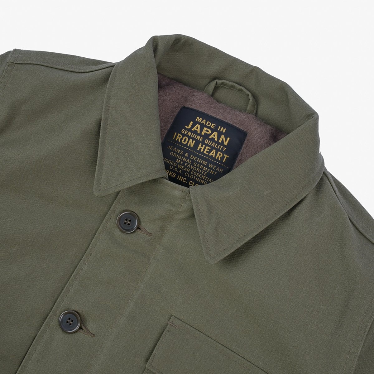 IHM-45-GRN Oiled Whipcord A2 Deck Jacket - Army Green - 8