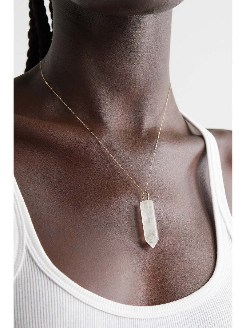 MATEO 14-karat Gold, Quartz And Diamond Necklace outlook