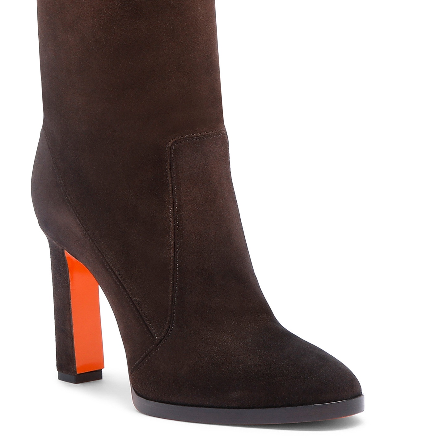 Women's dark brown suede high-heel boot - 6