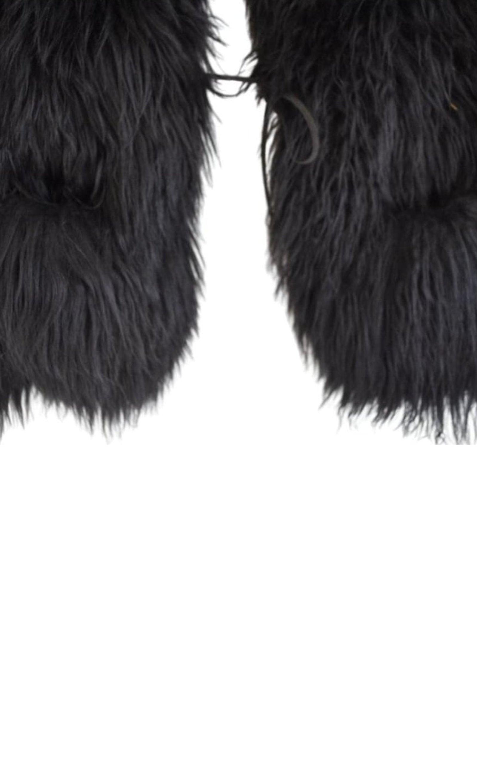 Pacifist military design Long Hair Sheepskin Scarf - 4