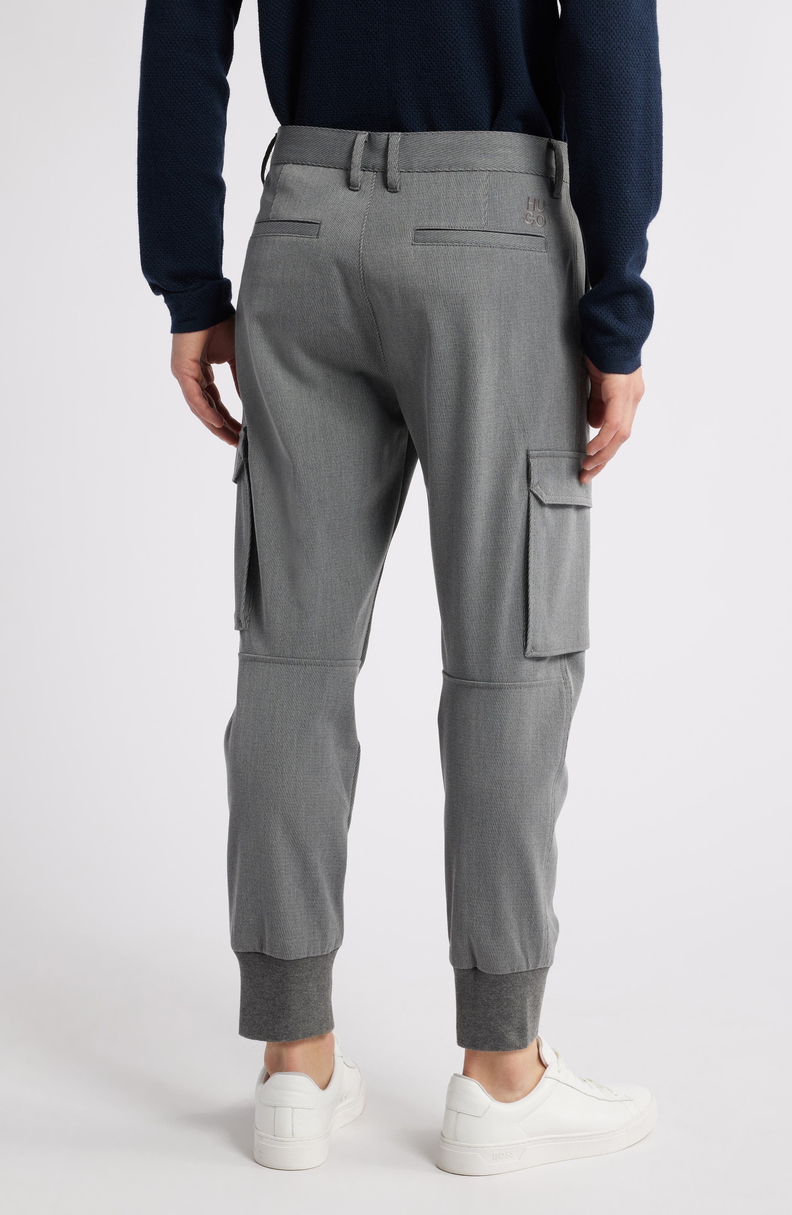 HUGO Glavin Pleated Cargo Joggers in Open Grey at Nordstrom - 2
