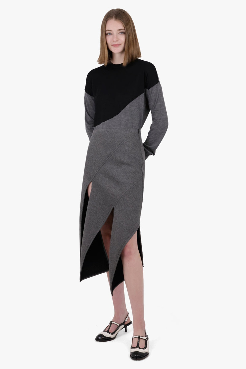 Plan C CREWNECK L/S CONTRAST PANEL KNIT | BLACK/GREY outlook