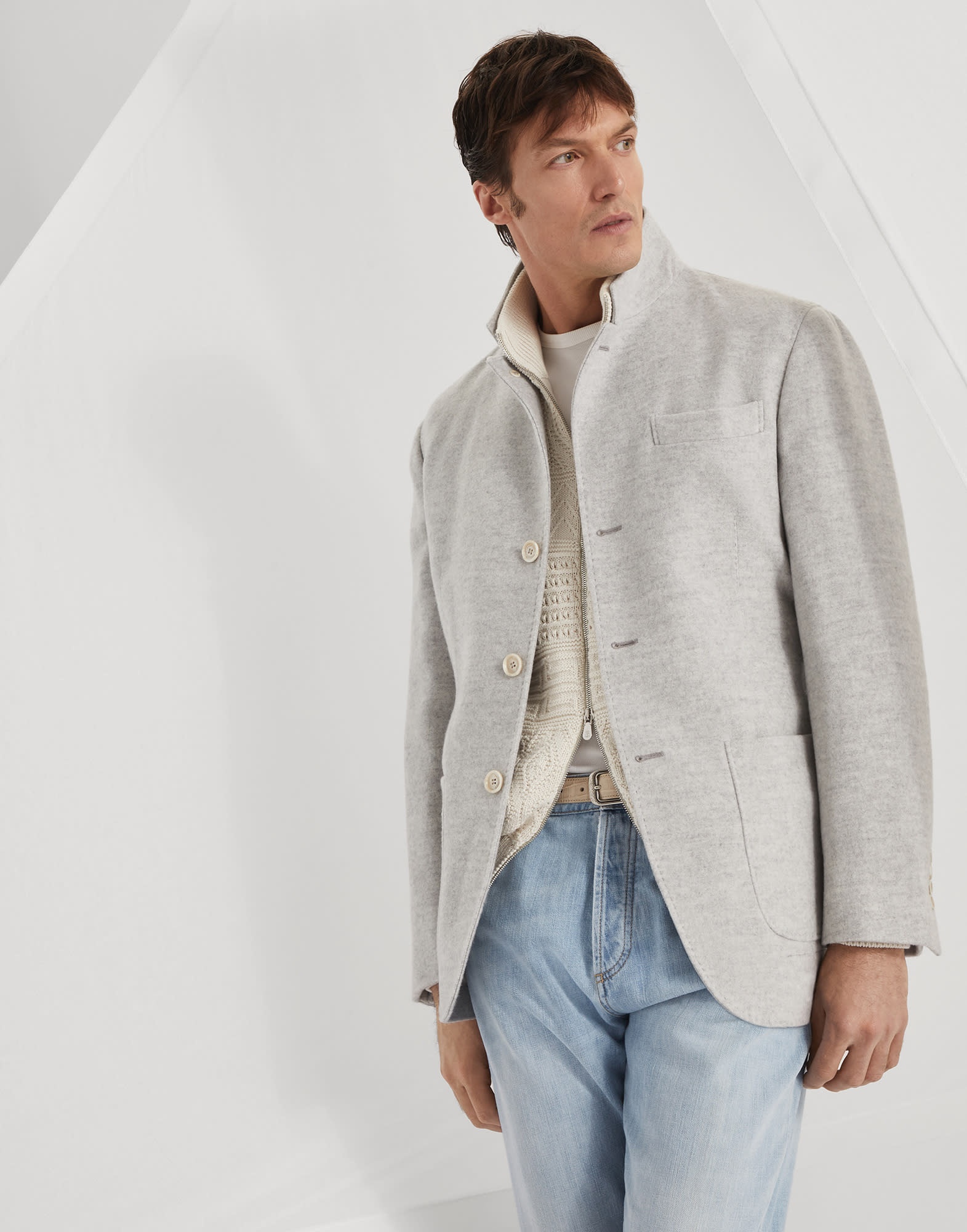 Water-resistant lightweight cashmere outerwear blazer - 4