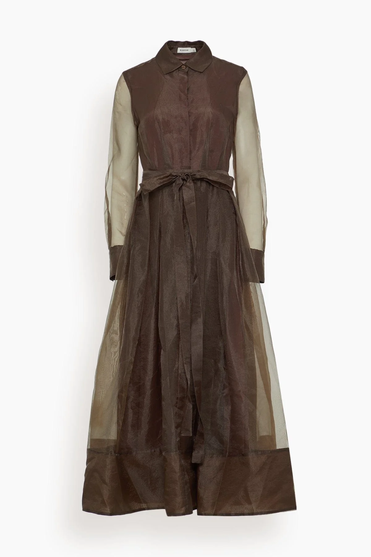 Montgomery Long Sleeve Button Up Midi Dress in Chocolate - 1