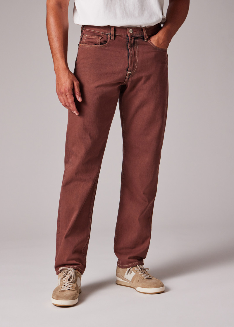 Relaxed Tapered-Fit Taupe Bleach-Wash Jeans 6