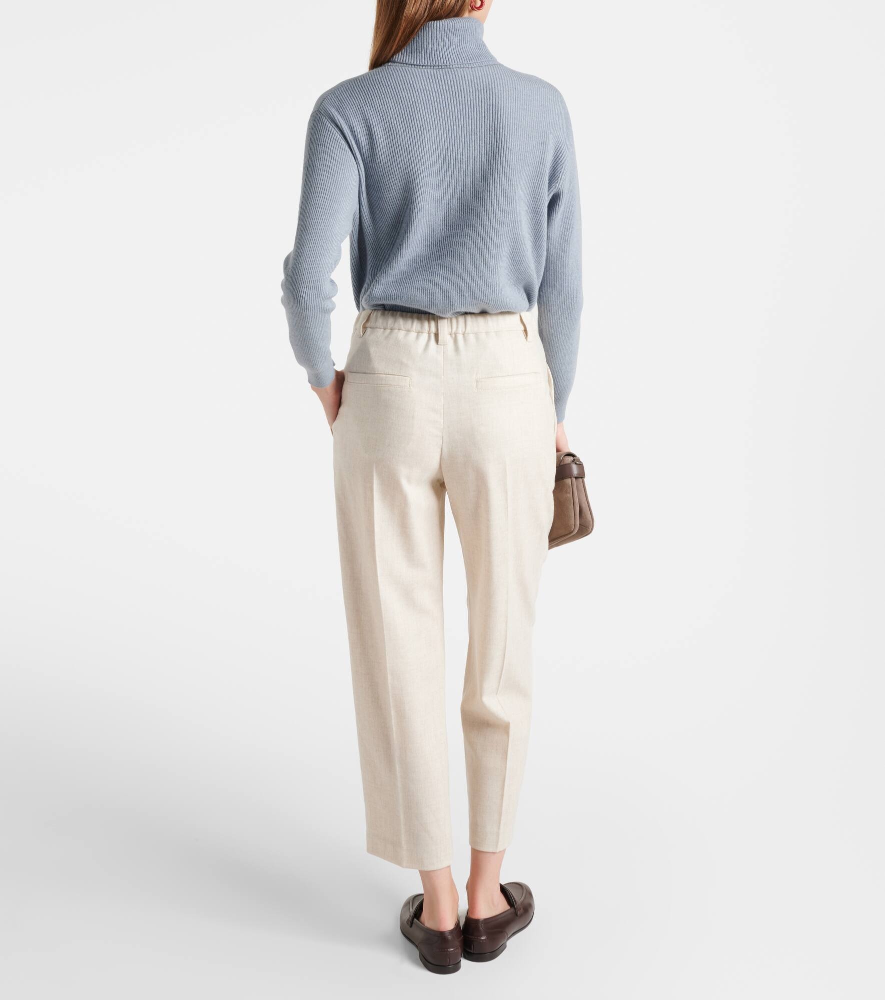 Pleated cotton straight pants - 3
