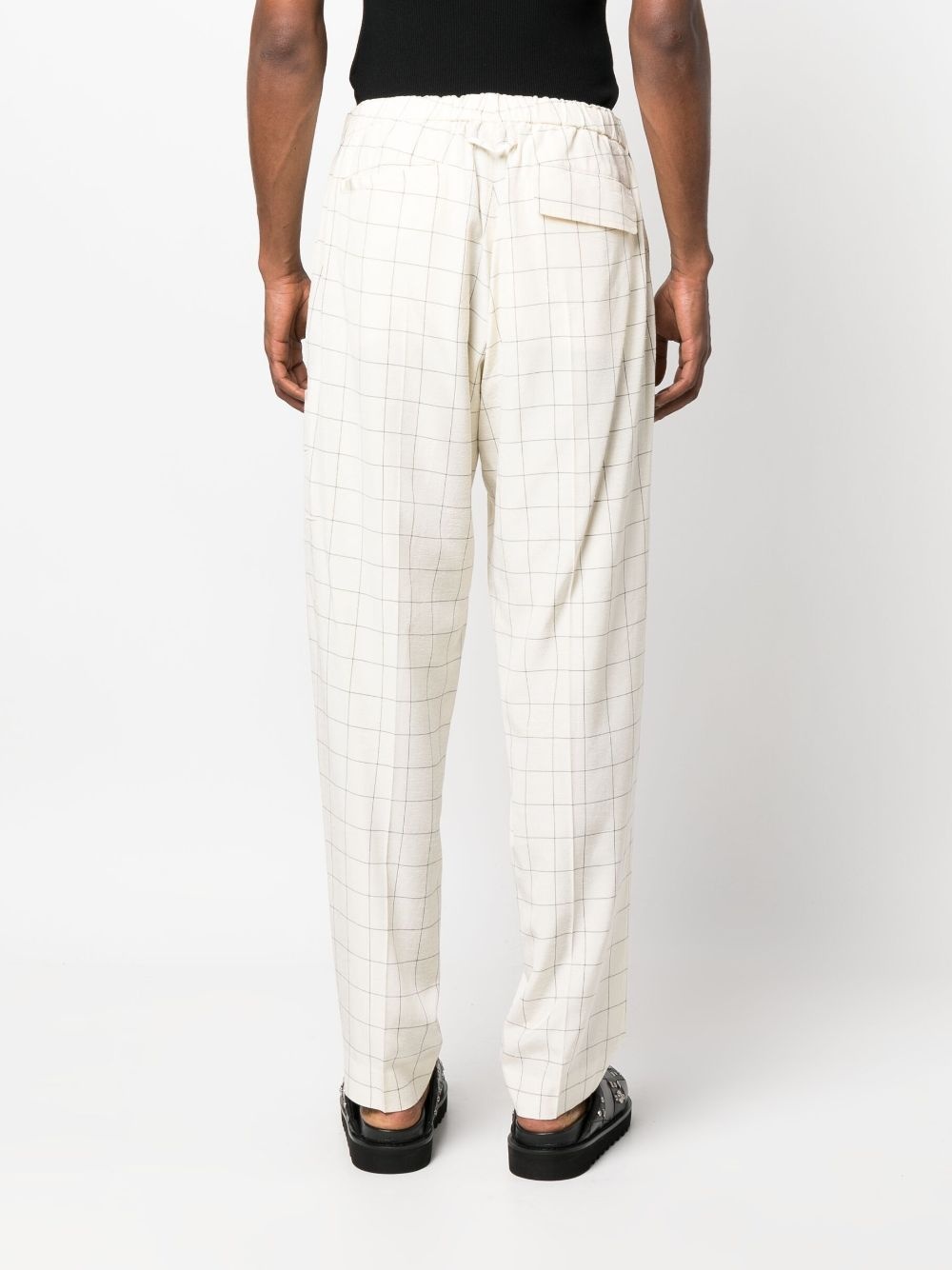 windowpane-print wide-leg trousers - 4