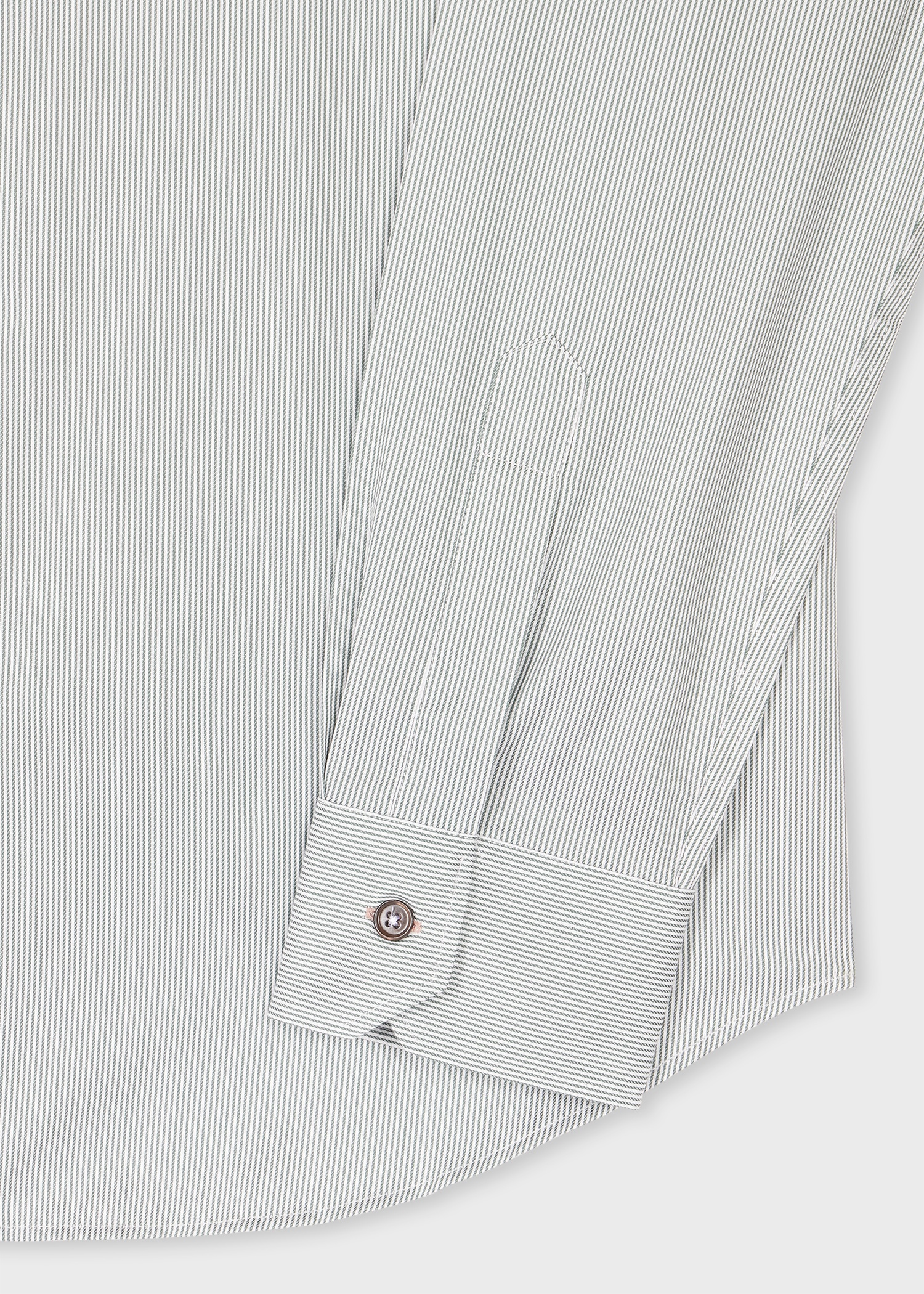 Tailored-Fit Green Stripe Cotton Shirt - 2