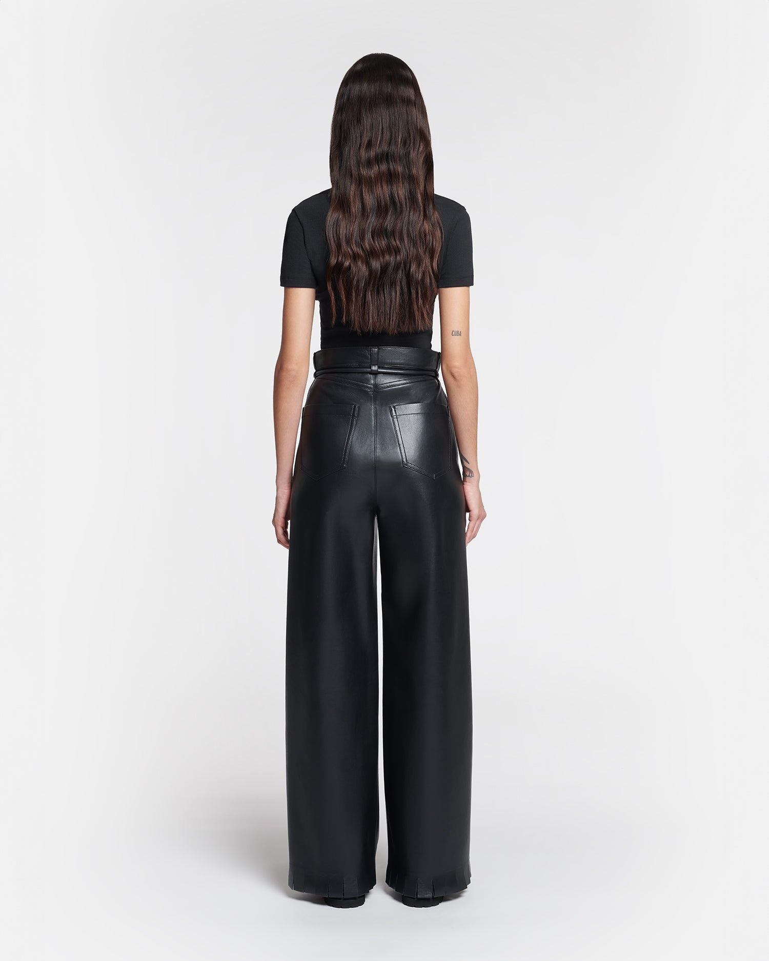 Belted Regenerated Leather Pants - 5