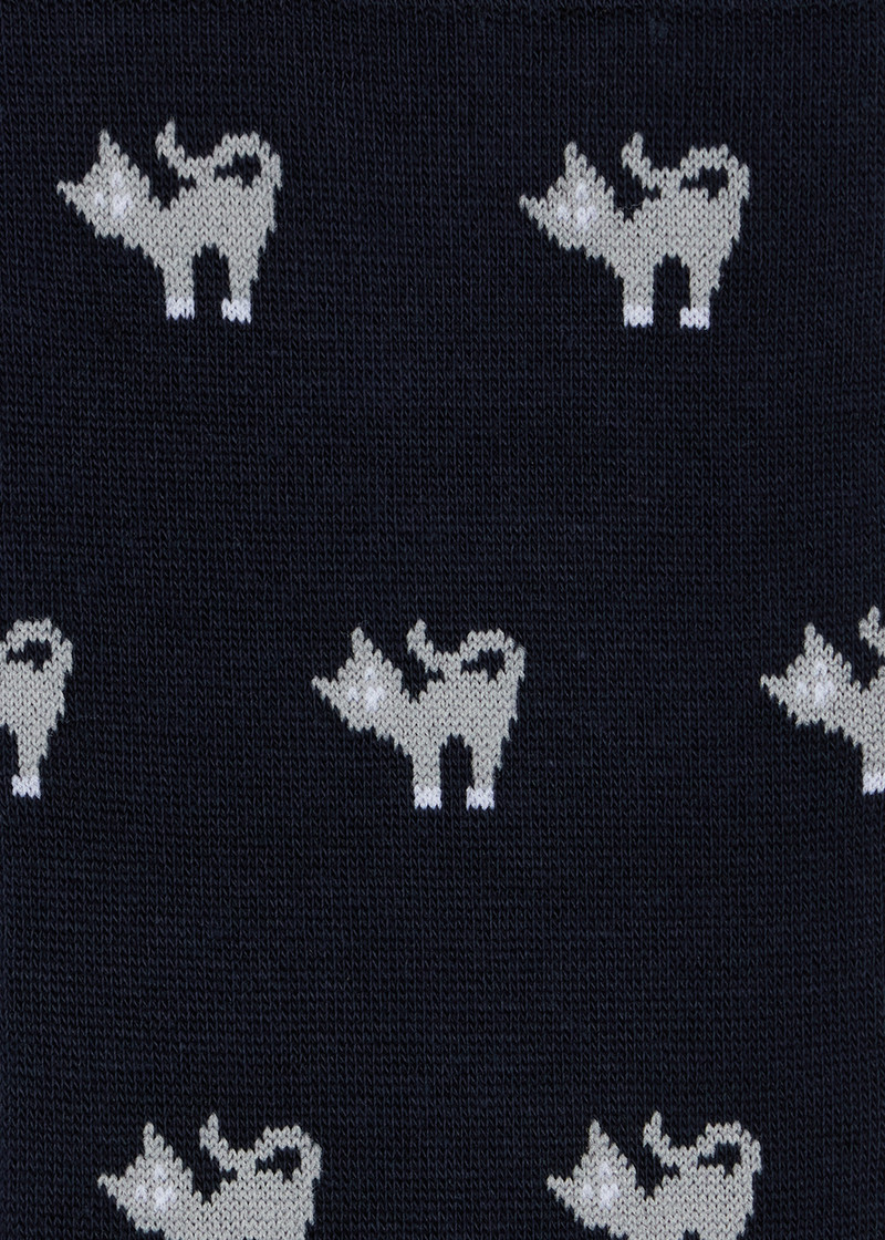 Navy Blue 'Cat' Pattern Socks 3