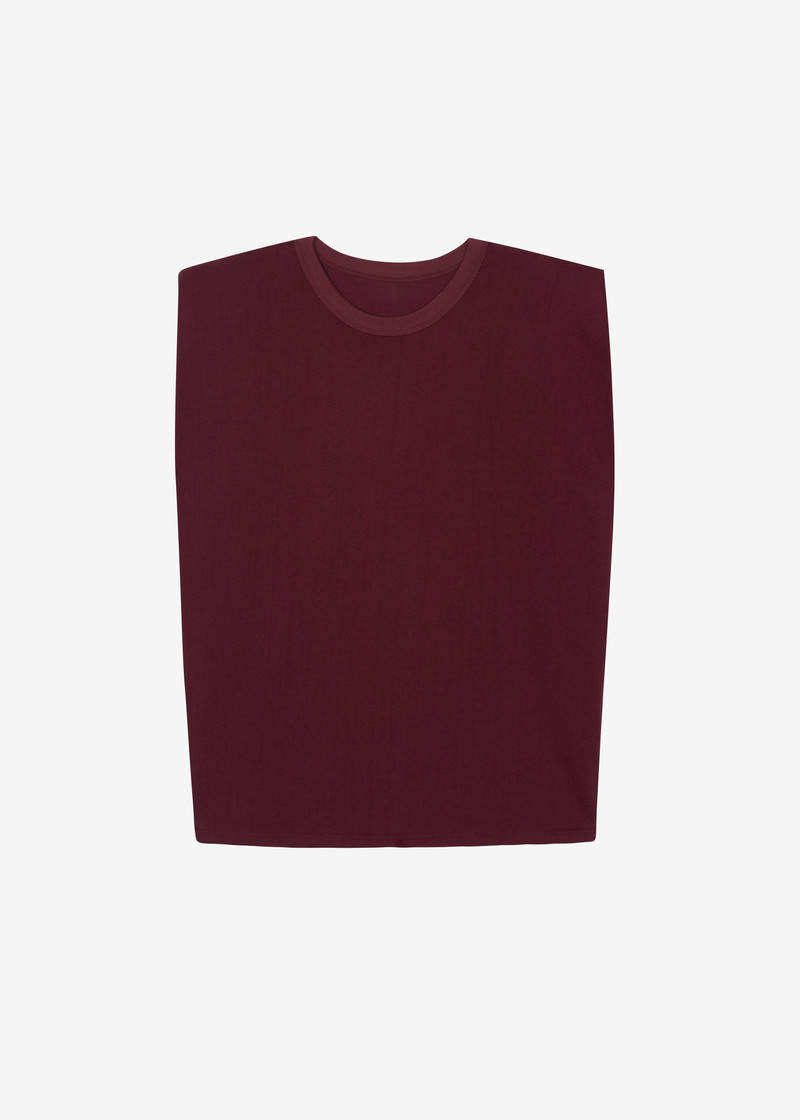 Eva Padded Shoulder Muscle T-Shirt - Burgundy 1